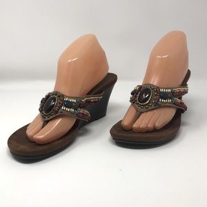 Bass Beaded Boho Wedge Sandals